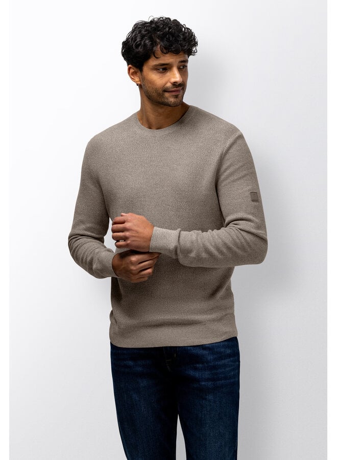 Pullover met ronde hals mouline taupe