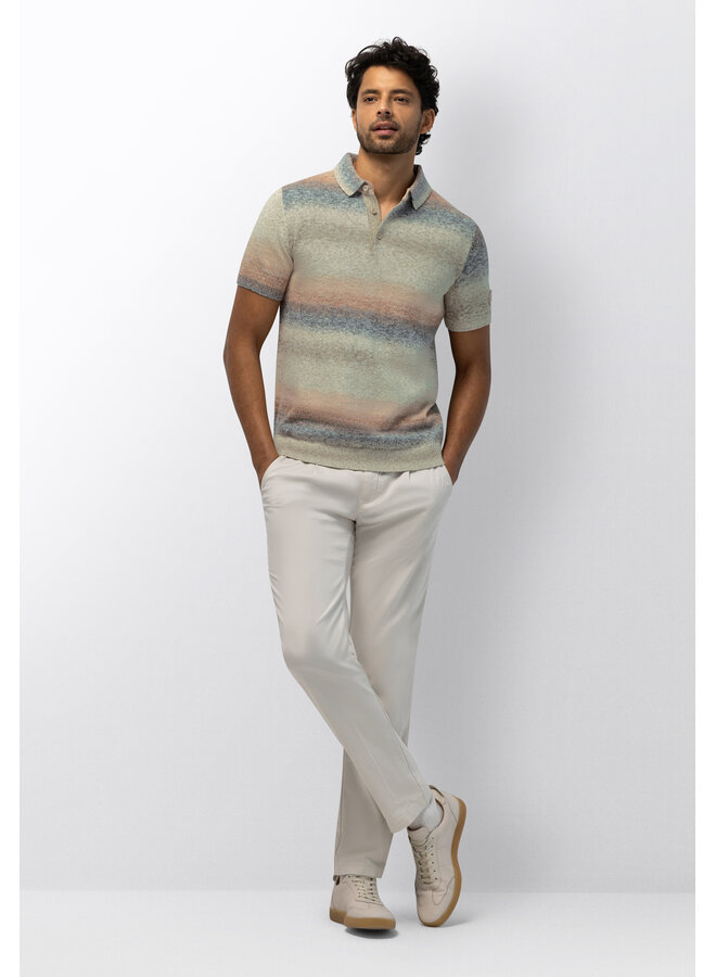 State of Art gestreepte polo korte mouw oranje