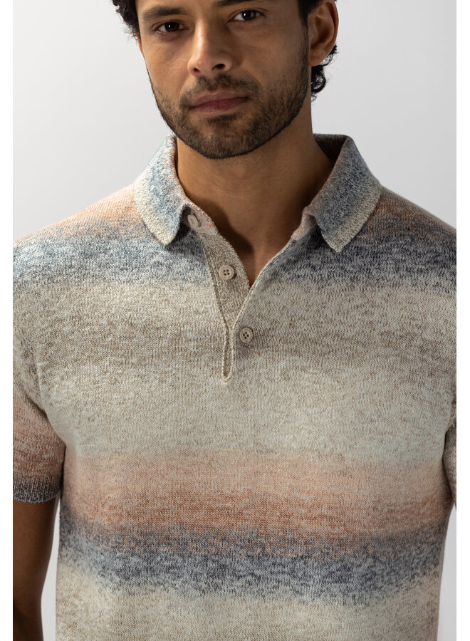 State of Art gestreepte polo korte mouw oranje