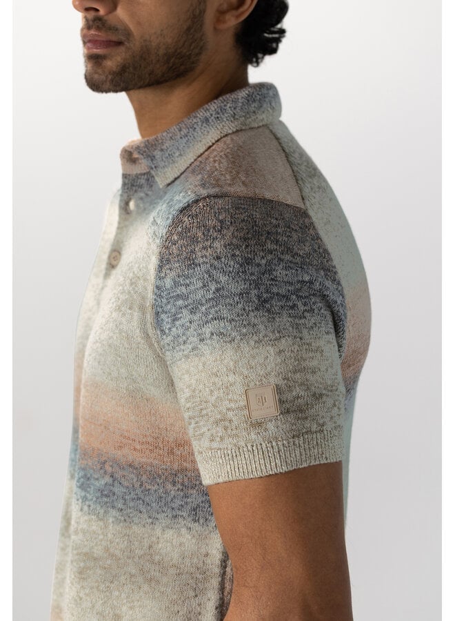 State of Art gestreepte polo korte mouw oranje