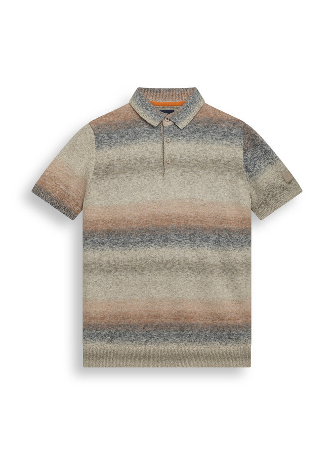 State of Art gestreepte polo korte mouw oranje