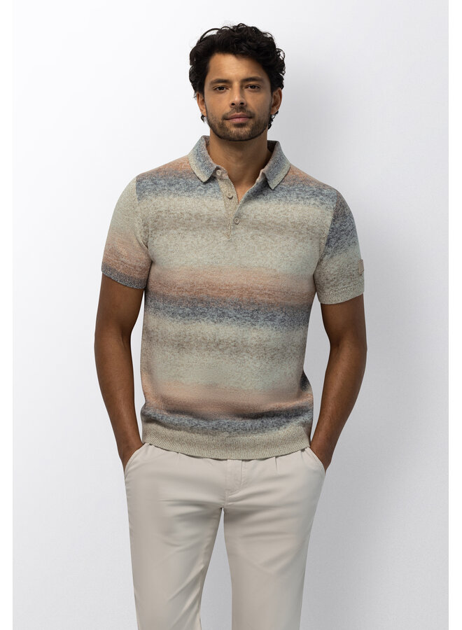 State of Art gestreepte polo korte mouw oranje