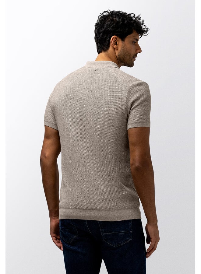State of Art gebreide polo korte mouw beige