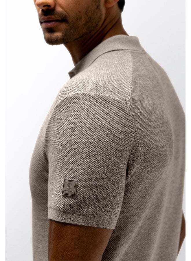 State of Art gebreide polo korte mouw beige