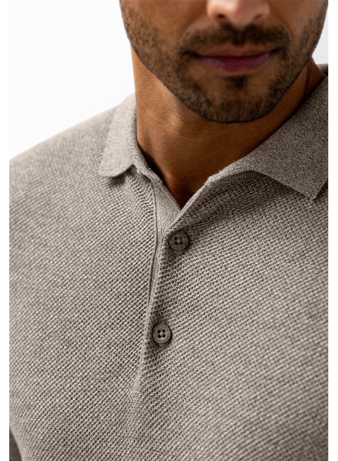 State of Art gebreide polo korte mouw beige