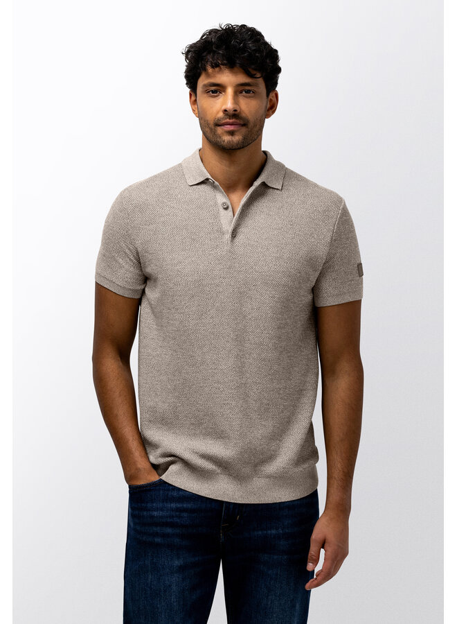 Gebreide polo korte mouw beige