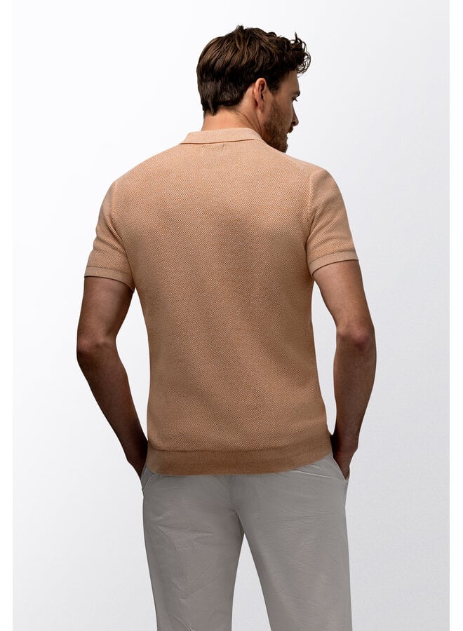 State of Art gebreide polo korte mouw peach
