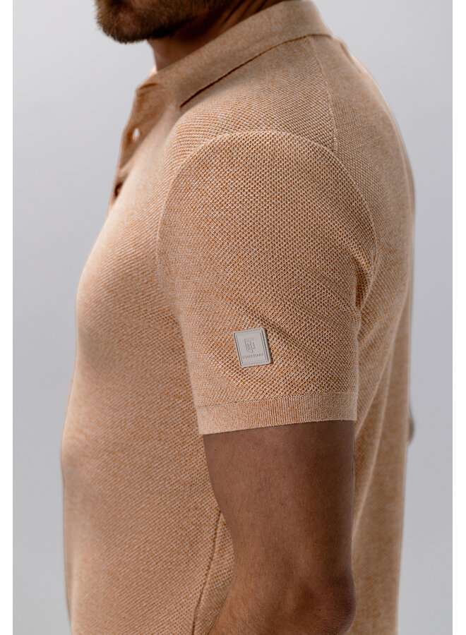 State of Art gebreide polo korte mouw peach