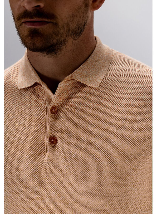 State of Art gebreide polo korte mouw peach