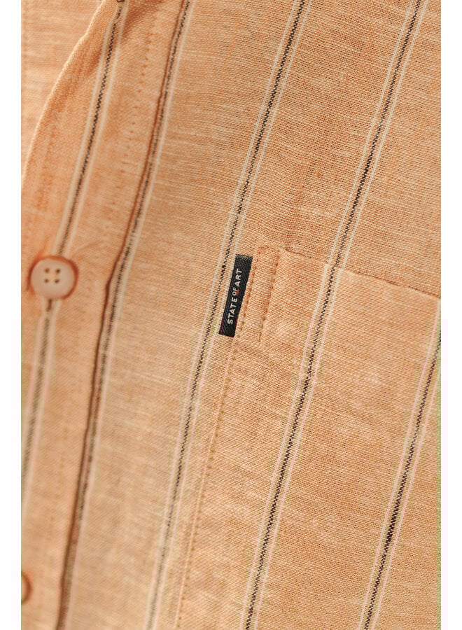 State of Art overhemd lange mouw linnenmix streep peach