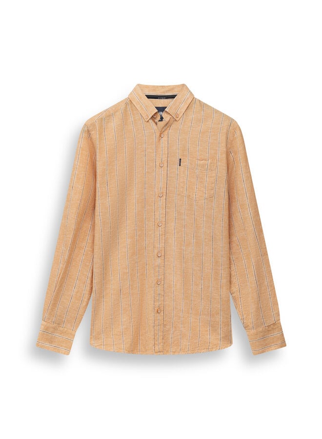State of Art overhemd lange mouw linnenmix streep peach