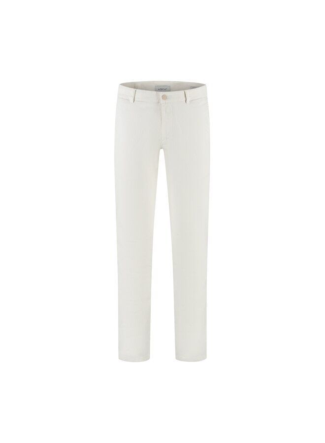 Katoenen chino met elastieke band off-white L32