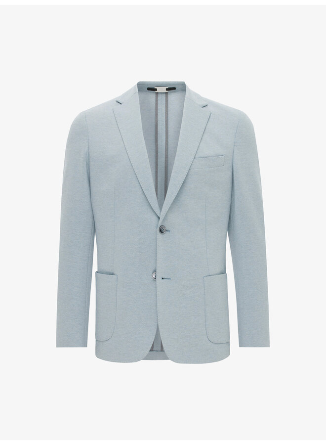 Colbert jersey half gevoerd light blue