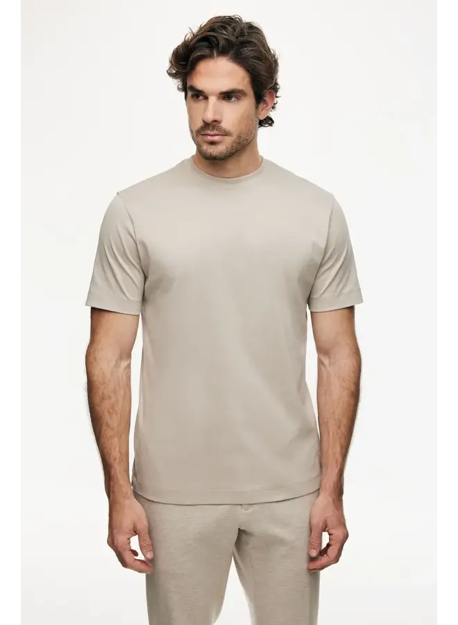 T-shirt korte mouw gemerceriseerde katoen beige