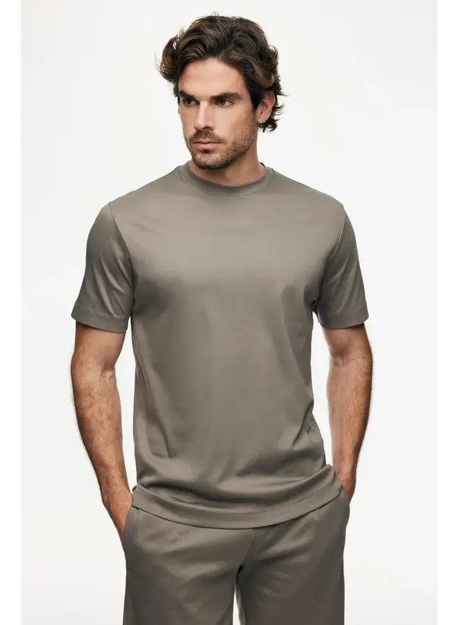 Gentiluomo gemerceriseerd t-shirt korte mouw taupe