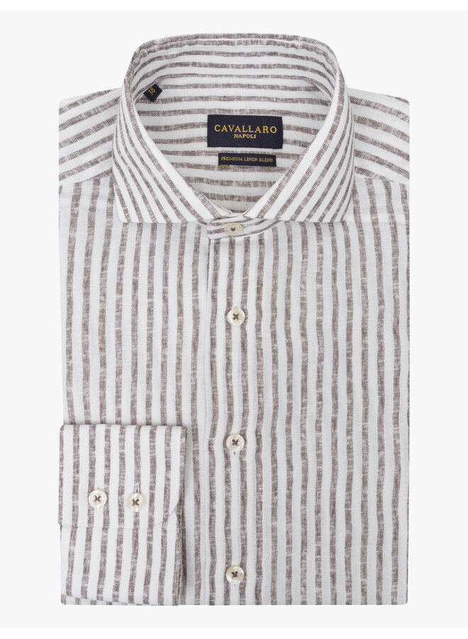 Cavallaro shirt lange mouw streep taupe