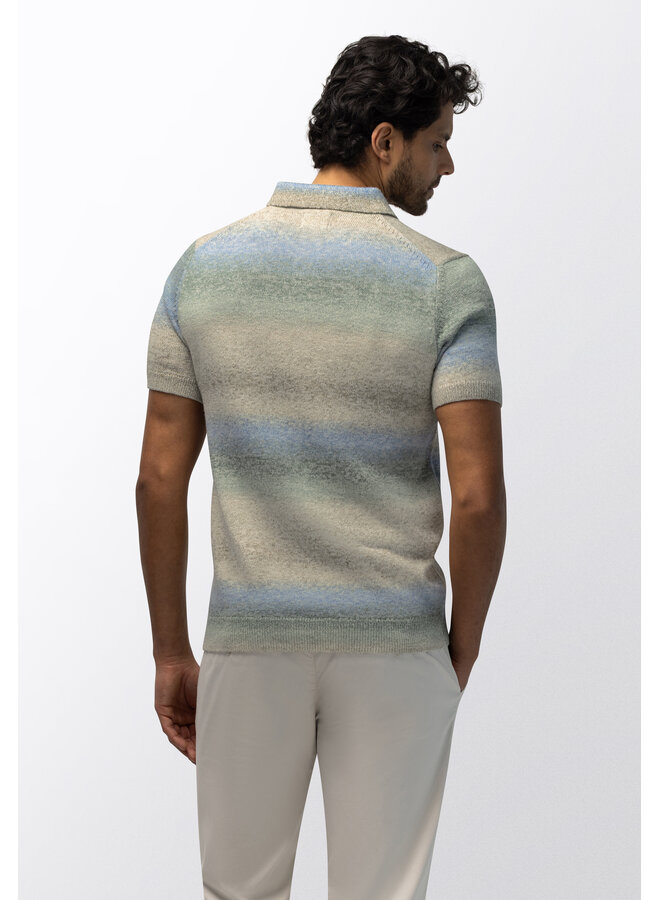 State of Art gebreide polo korte mouw groen