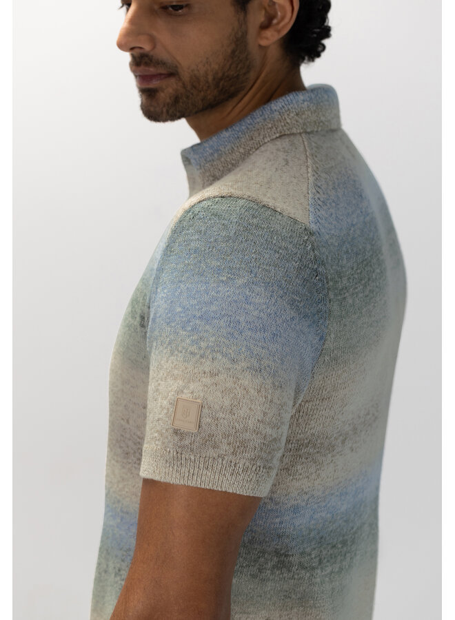 State of Art gebreide polo korte mouw groen