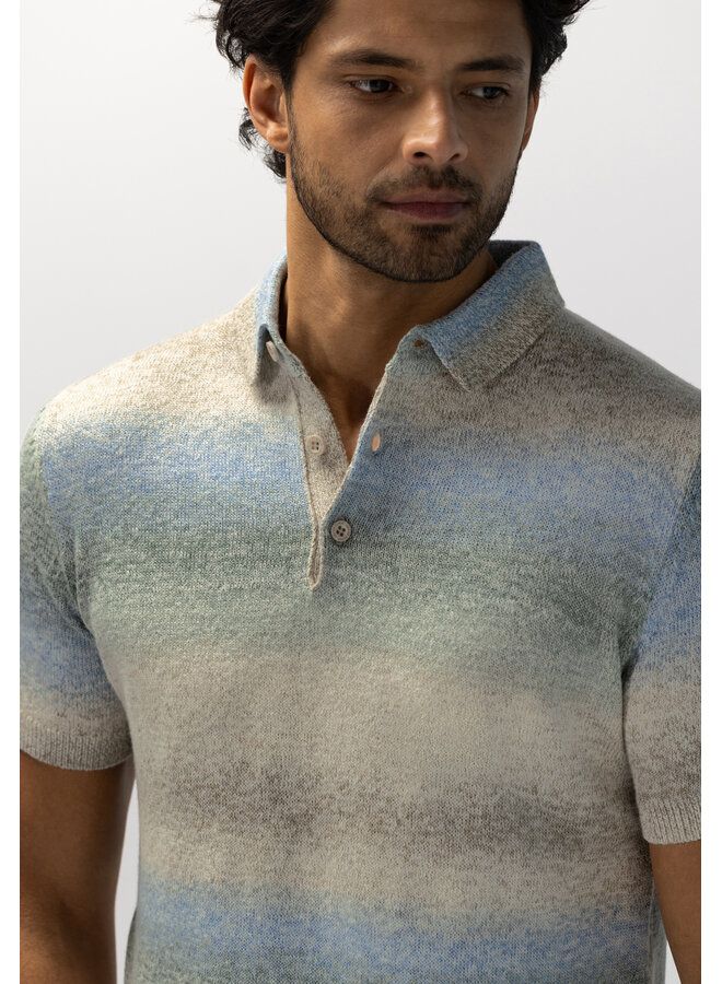 State of Art gebreide polo korte mouw groen