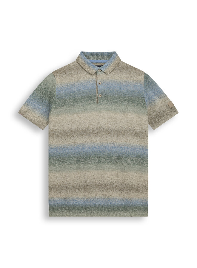 State of Art gebreide polo korte mouw groen