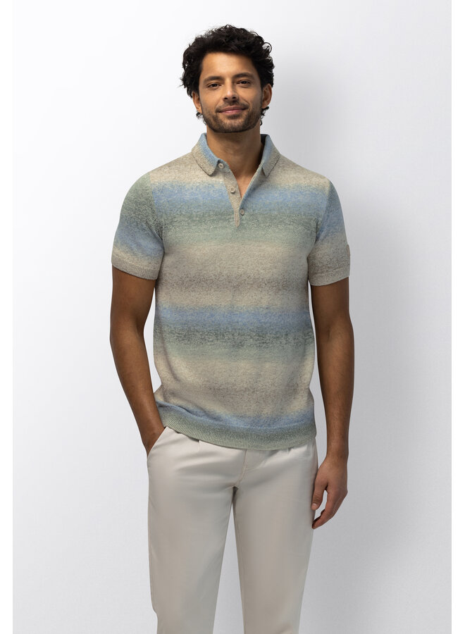 State of Art gebreide polo korte mouw groen
