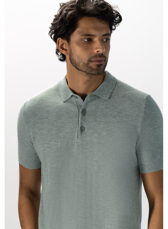 State of Art gebreide polo korte mouw licht groen