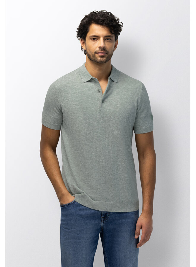 Gebreide polo korte mouw licht groen