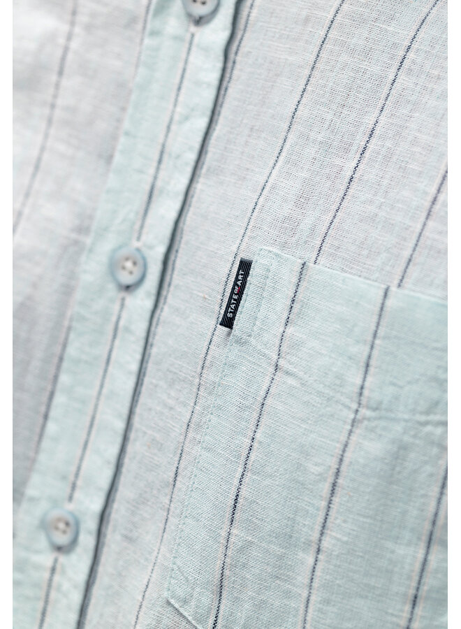 State of Art shirt met streep linnen licht blauw