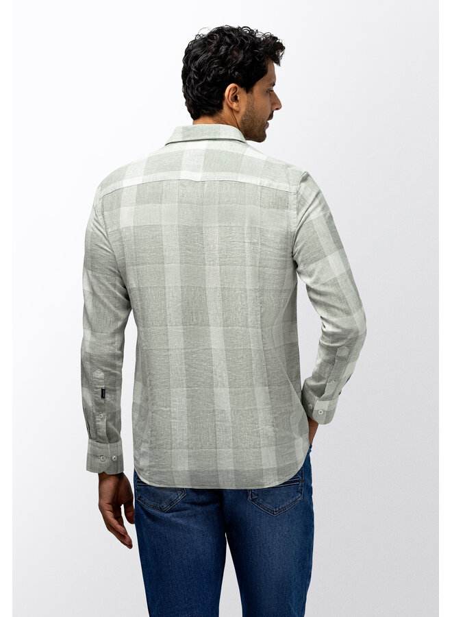 State of Art linnen shirt met ruitdessin groen