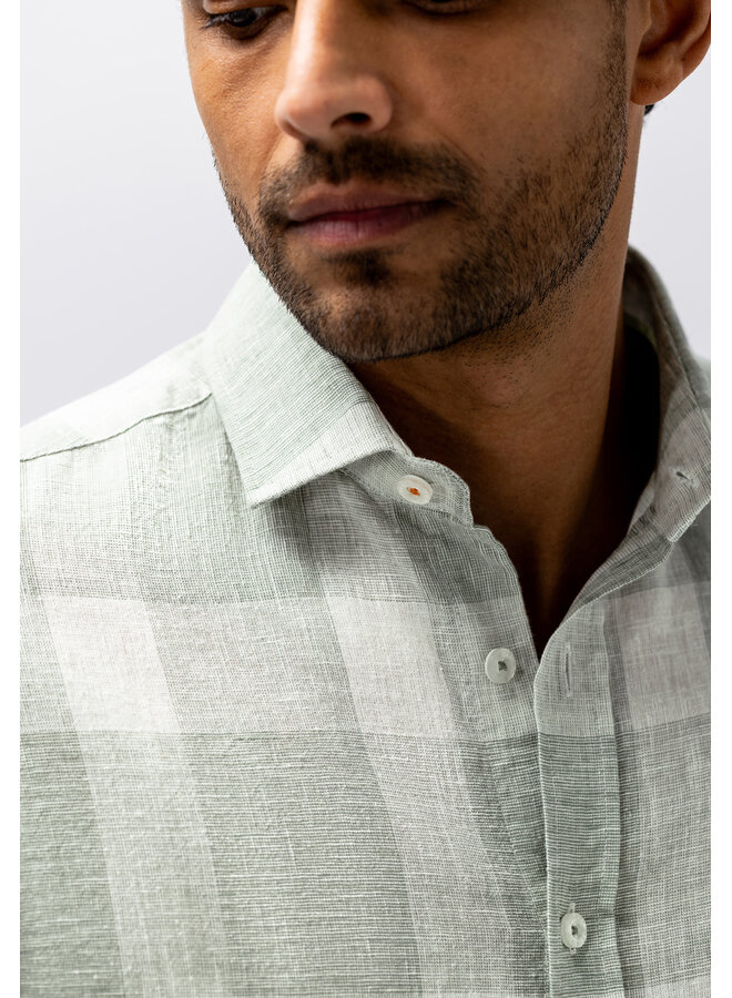 State of Art linnen shirt met ruitdessin groen
