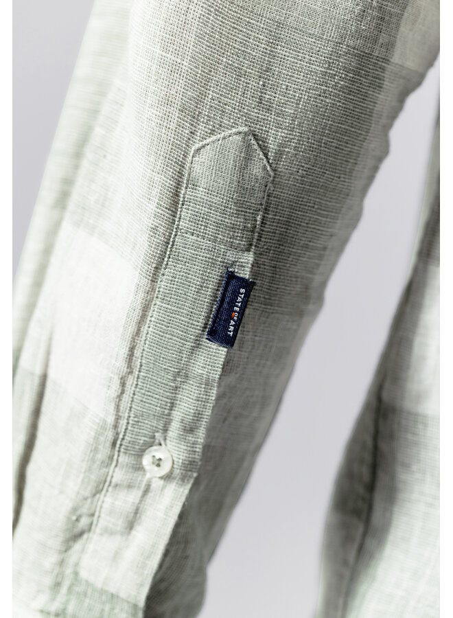 State of Art linnen shirt met ruitdessin groen