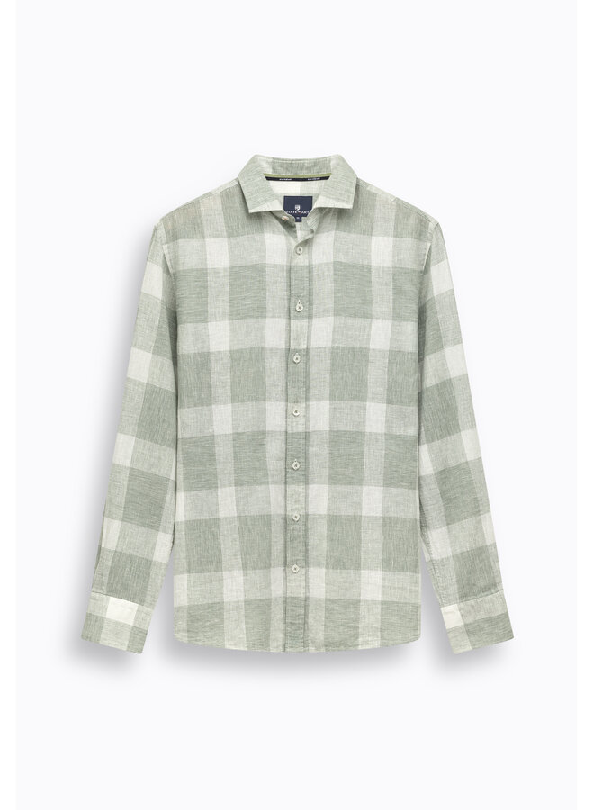 State of Art linnen shirt met ruitdessin groen