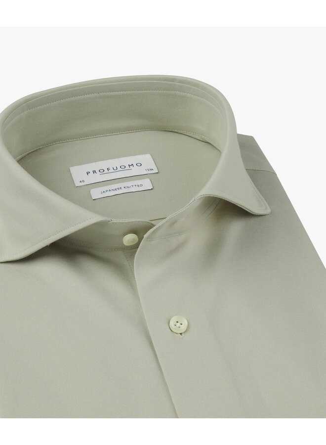 Profuomo Japanese knitted shirt solid green