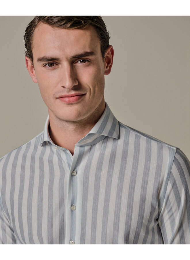 Profuomo Japanese Knitted overhemd streep blue