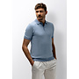 State of Art gebreide polo korte mouw print blue