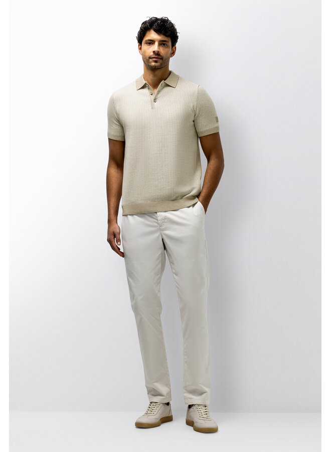 State of Art gebreide polo korte mouw print beige
