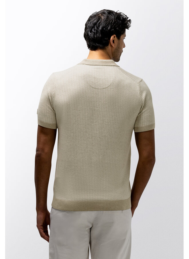 State of Art gebreide polo korte mouw print beige