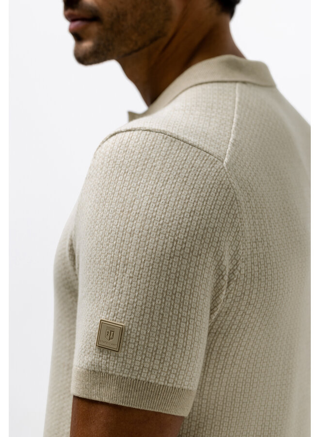 State of Art gebreide polo korte mouw print beige