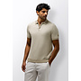 State of Art gebreide polo korte mouw print beige