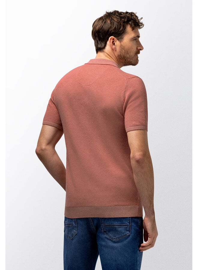 State of Art gebreide polo met structuur oud roze