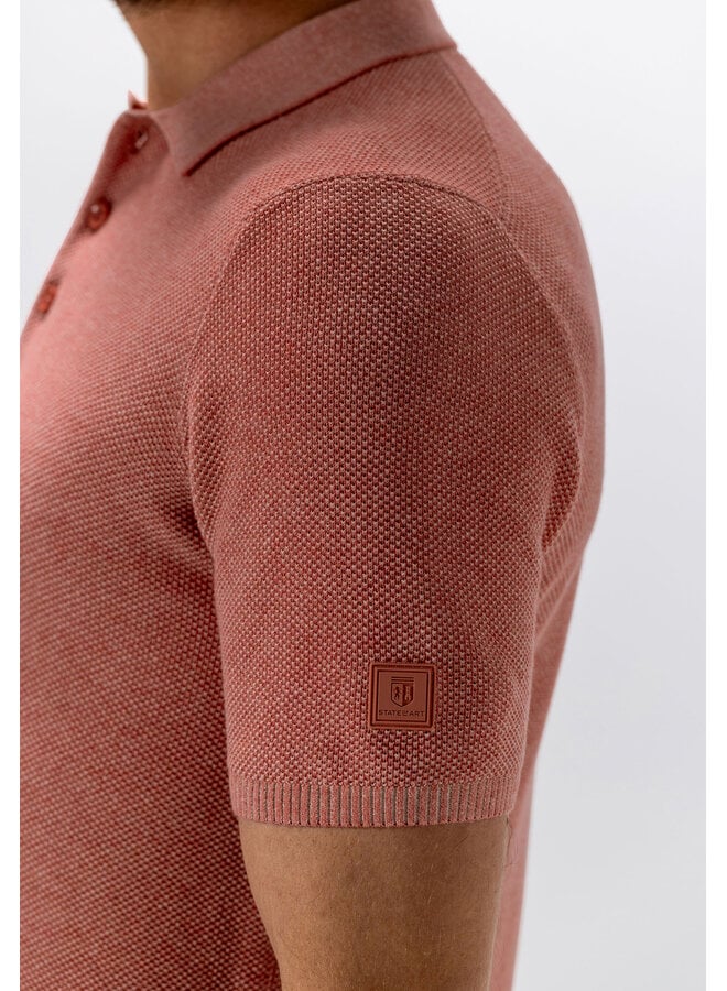State of Art gebreide polo met structuur oud roze