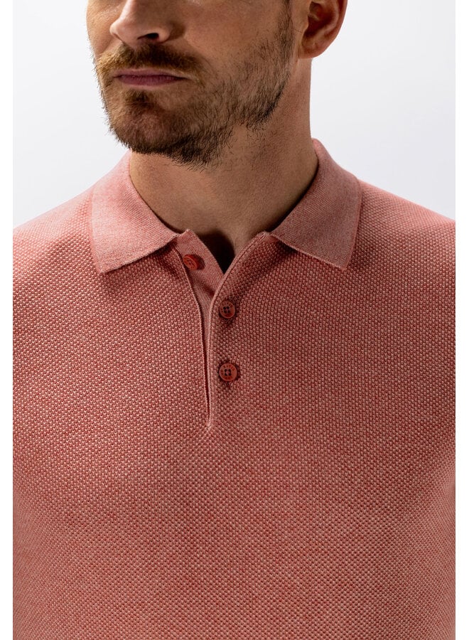 State of Art gebreide polo met structuur oud roze
