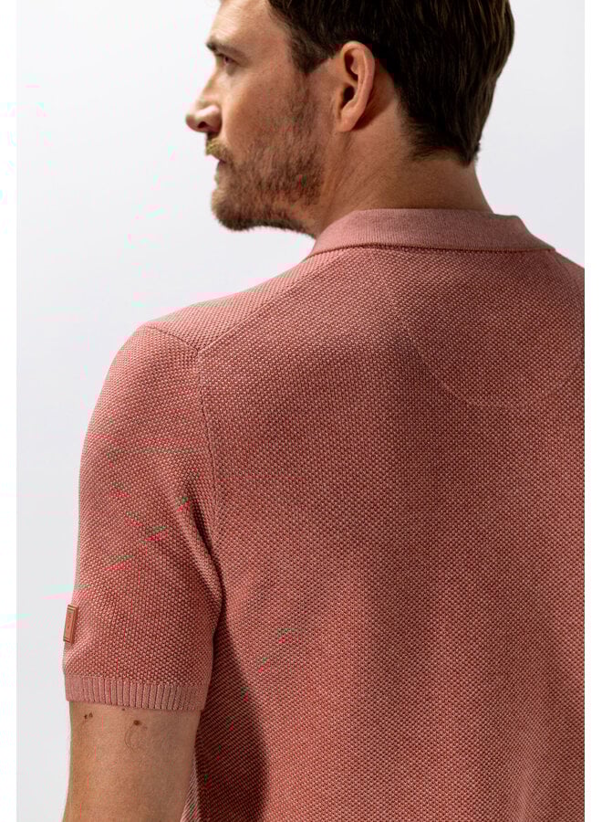 State of Art gebreide polo met structuur oud roze