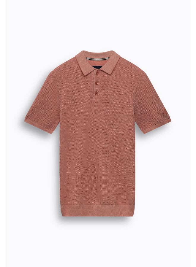 State of Art gebreide polo met structuur oud roze