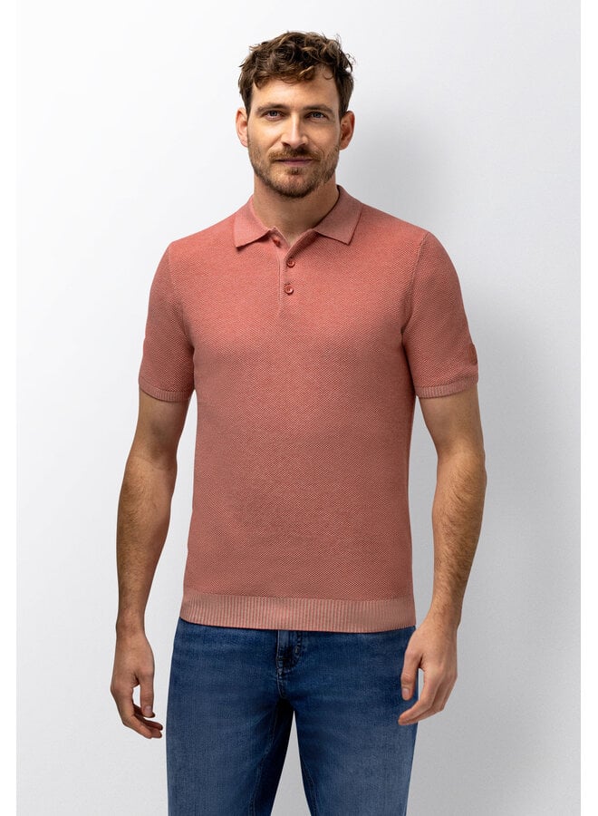 State of Art gebreide polo met structuur oud roze