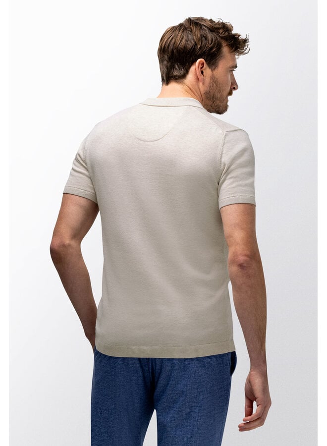 State of Art gebreide polo korte mouw beige