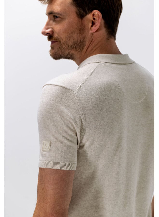 State of Art gebreide polo korte mouw beige