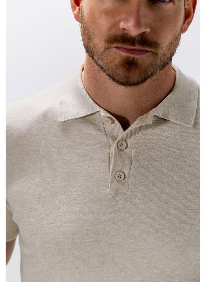 State of Art gebreide polo korte mouw beige