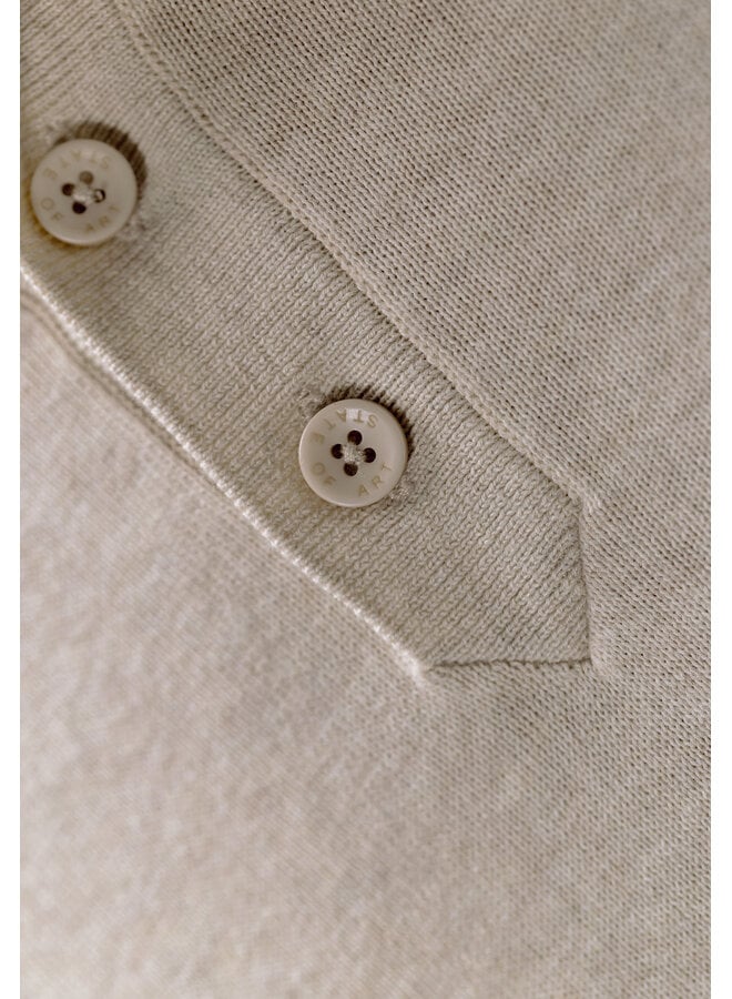 State of Art gebreide polo korte mouw beige