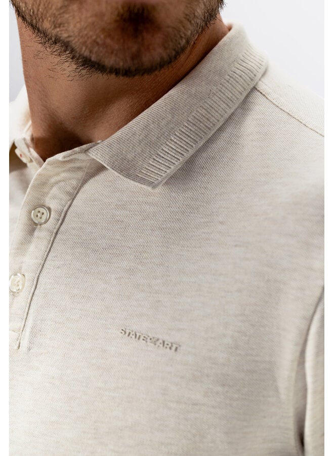 State of Art pique polo met stretch beige